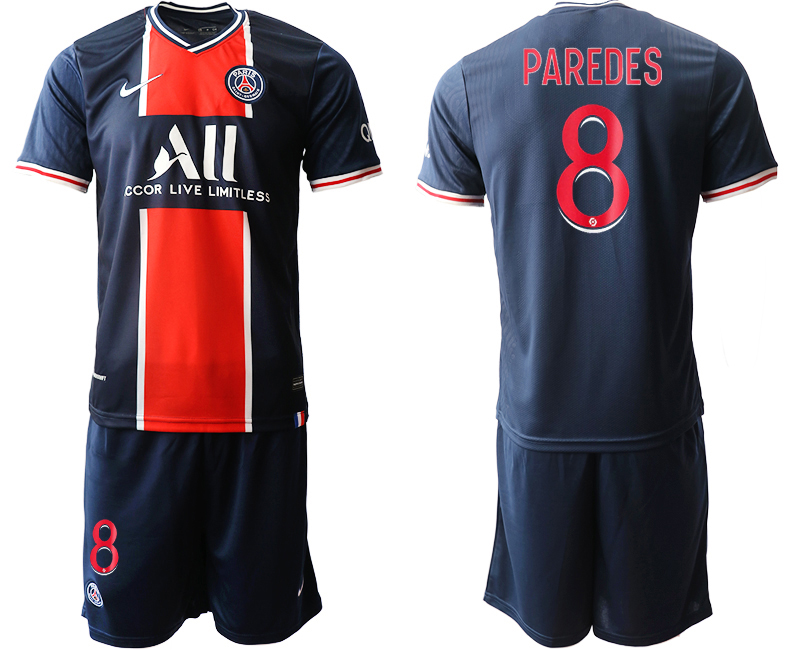 Men 2020-2021 club Paris St German home #8 blue Soccer Jerseys->customized soccer jersey->Custom Jersey